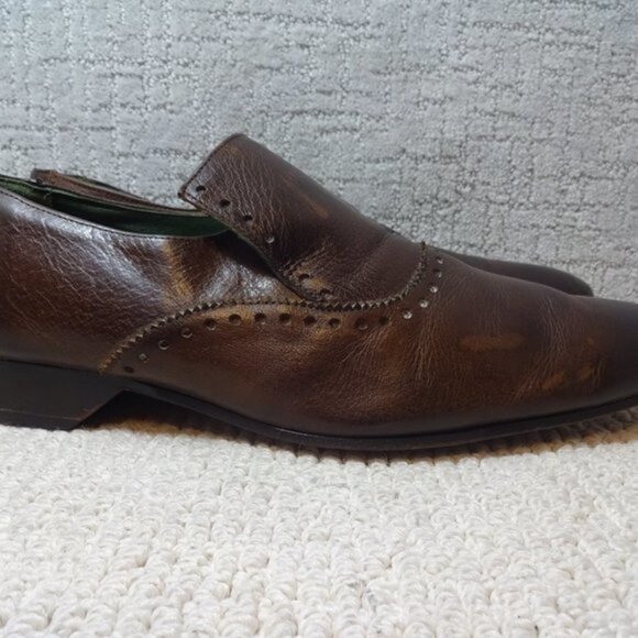 Blackline Jeffery West Mens Size EU 44 US 11 Brown Leather Slip on Brogue Shoes - Picture 4 of 12